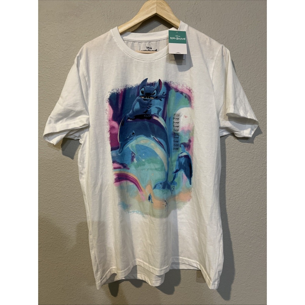 Disney's STITCH Surfing Dolphin Pop Art T-Shirt MENS X-LARGE NEW w/ TAGS